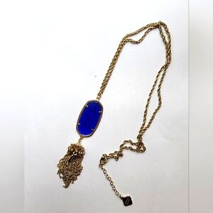 Kendra Scott Rayne long pendant necklace in gold and royal blue